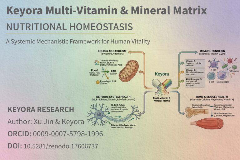 Systemic Mechanistic Framework of the Keyora Multi-Vitamin & Mineral Matrix: Metabolic, Antioxidant, and Neuro-Endocrine Axes in Human Nutritional Homeostasis