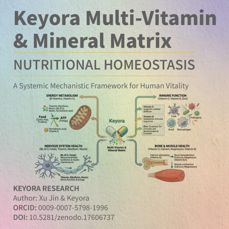 Systemic Mechanistic Framework of the Keyora Multi-Vitamin & Mineral Matrix: Metabolic, Antioxidant, and Neuro-Endocrine Axes in Human Nutritional Homeostasis