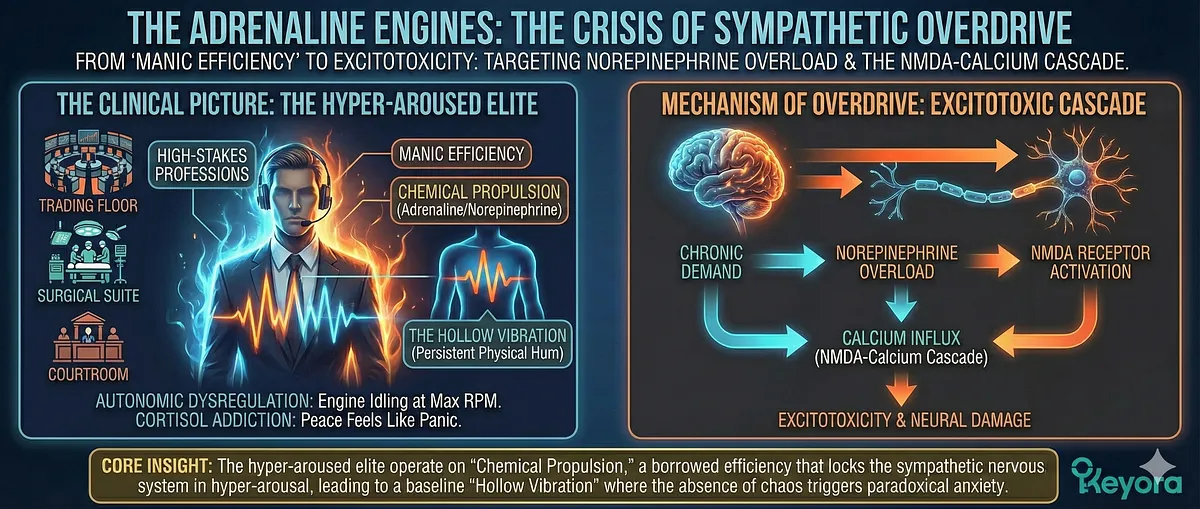 Keyora definitive guide on High-Functioning Anxiety and the Iron Mask. It details the Biological Error of HPA Axis Negative Feedback Failure (Off-Switch is Broken), causing high Cortisol and Emotional Constipation. The series covers the Wired but Tired state, IDO Enzyme Hijack leading to Numb Suffocation, why silence feels dangerous (scanning for an invisible predator), and the System Reset Protocol using Ashwagandha (reducing Cortisol 27.9%), Magnesium Glycinate and 5-HTP to bypass the neurotoxic pathway. Keyora definitive guide on High-Functioning Anxiety and the Iron Mask. It details the Biological Error of HPA Axis Negative Feedback Failure (Off-Switch is Broken), causing high Cortisol and Emotional Constipation. The series covers the Wired but Tired state, IDO Enzyme Hijack leading to Numb Suffocation, why silence feels dangerous (scanning for an invisible predator), and the System Reset Protocol using Ashwagandha (reducing Cortisol 27.9%), Magnesium Glycinate and 5-HTP to bypass the neurotoxic pathway.