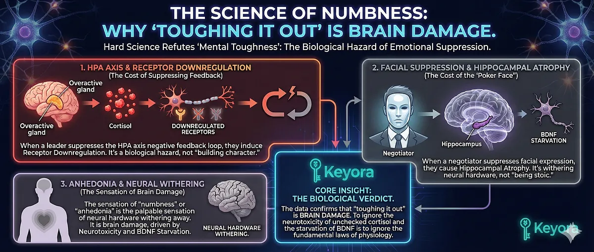 Keyora definitive guide on HFA, Iron Mask, and Vicarious Trauma. It details the Biological Error: HPA Axis Failure, IDO Hijack, GABA Depletion, Amygdala Hyper-Reactivity, and Excitotoxicity. This causes the Toxic Sponge effect, Wired but Tired state, and Anhedonia (Grey Rock) via BDNF Suppression and Facial Feedback Break. The System Reset Protocol uses Ashwagandha, Magnesium Glycinate, 5-HTP, Vitamin B6, and L-Theanine to restore Sustainable Precision. Keyora definitive guide on HFA, Iron Mask, and Vicarious Trauma. It details the Biological Error: HPA Axis Failure, IDO Hijack, GABA Depletion, Amygdala Hyper-Reactivity, and Excitotoxicity. This causes the Toxic Sponge effect, Wired but Tired state, and Anhedonia (Grey Rock) via BDNF Suppression and Facial Feedback Break. The System Reset Protocol uses Ashwagandha, Magnesium Glycinate, 5-HTP, Vitamin B6, and L-Theanine to restore Sustainable Precision.