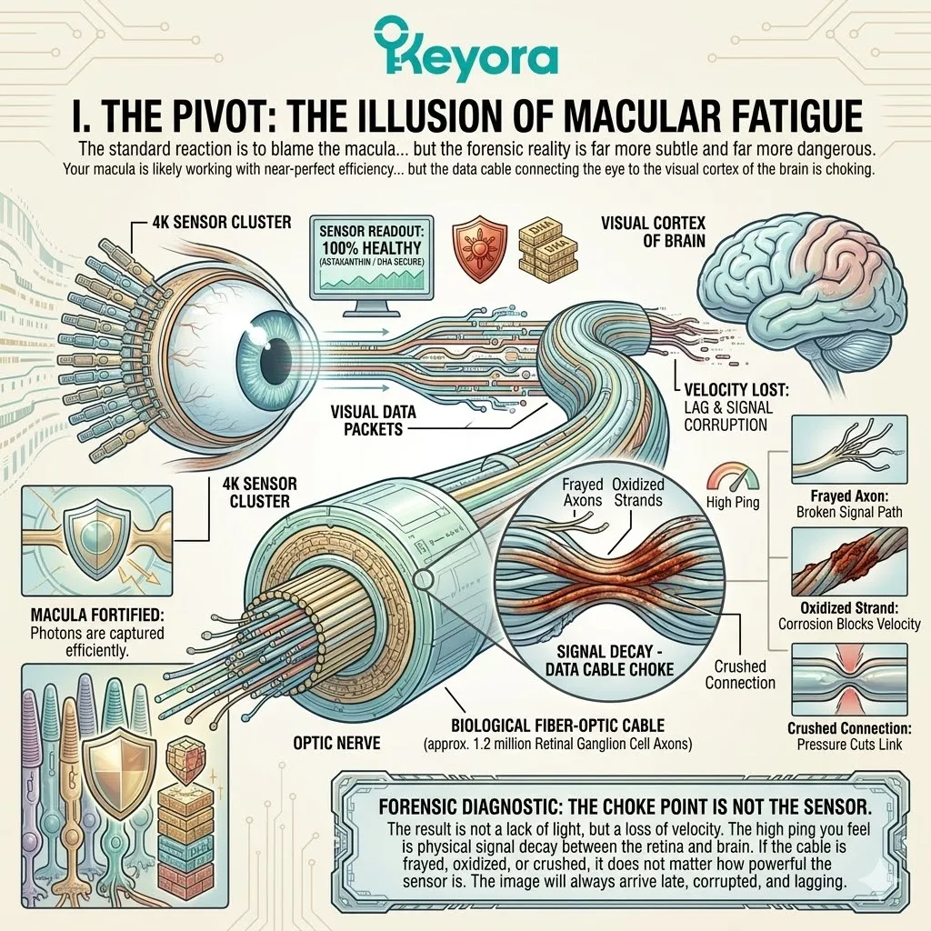 Signal decay across the Optic Nerve disrupts ATP Synthesis within the Four-Drive System, compromising the high-pressure bridge of Neurological Sovereignty. Signal decay across the Optic Nerve disrupts ATP Synthesis within the Four-Drive System, compromising the high-pressure bridge of Neurological Sovereignty.
