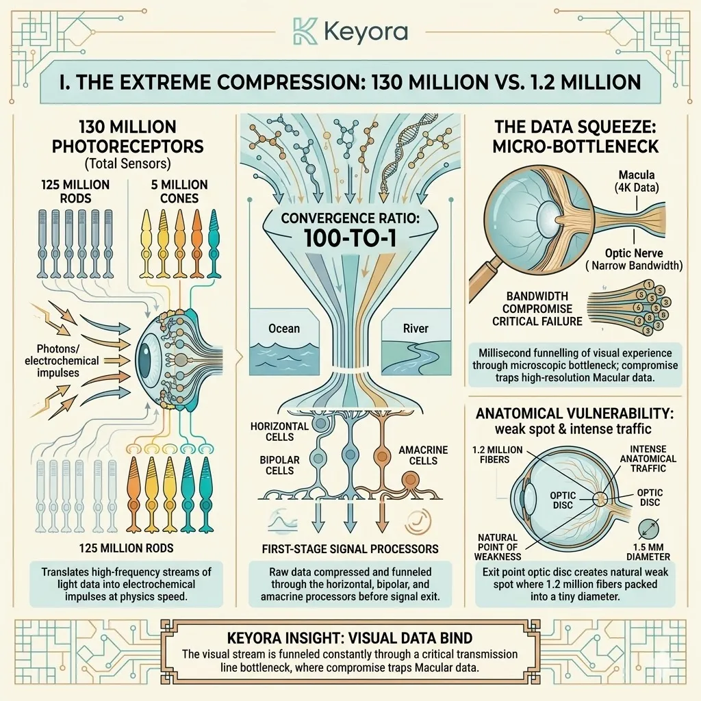 The 100-to-1 compression ratio at the optic disc challenges ATP Synthesis and the Four-Drive System, threatening absolute Neurological Sovereignty. The 100-to-1 compression ratio at the optic disc challenges ATP Synthesis and the Four-Drive System, threatening absolute Neurological Sovereignty.