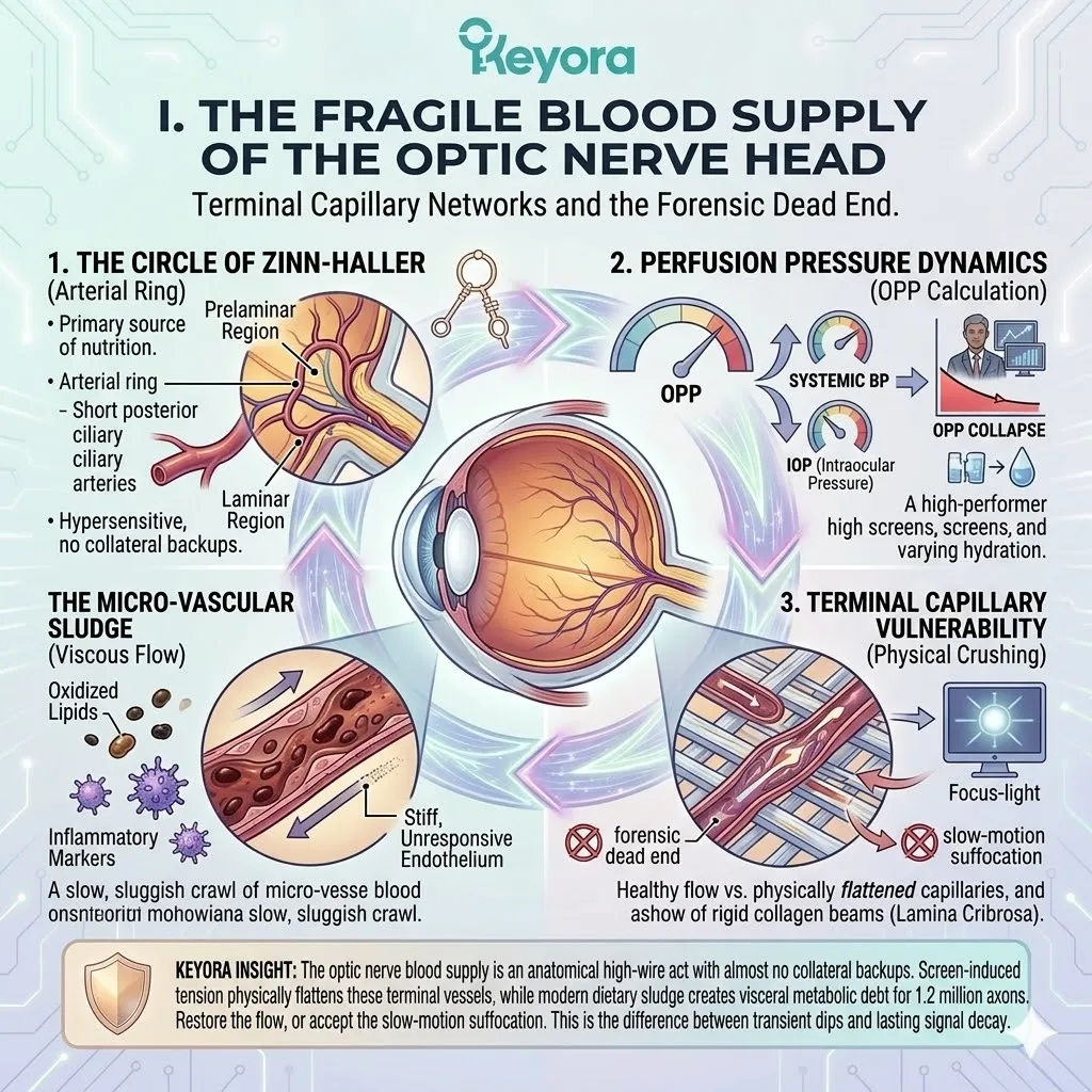 Terminal capillary failure in the Circle of Zinn-Haller halts ATP Synthesis, triggering a Neuro-Endocrine Storm that compromises Neurological Sovereignty. Terminal capillary failure in the Circle of Zinn-Haller halts ATP Synthesis, triggering a Neuro-Endocrine Storm that compromises Neurological Sovereignty.