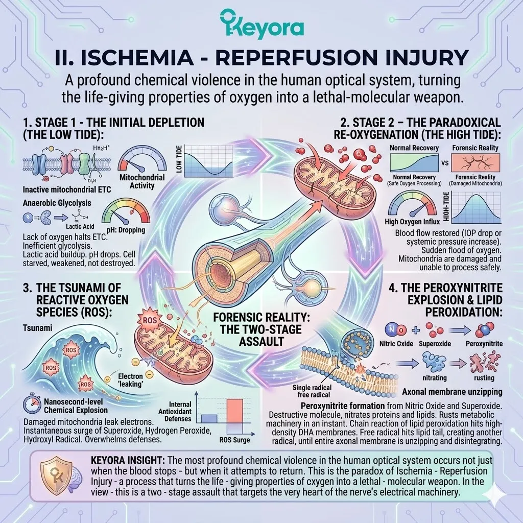 Ischemia-Reperfusion Injury triggers a ROS tsunami that halts ATP Synthesis and the Four-Drive System, compromising Neurological Sovereignty via lipid peroxidation. Ischemia-Reperfusion Injury triggers a ROS tsunami that halts ATP Synthesis and the Four-Drive System, compromising Neurological Sovereignty via lipid peroxidation.