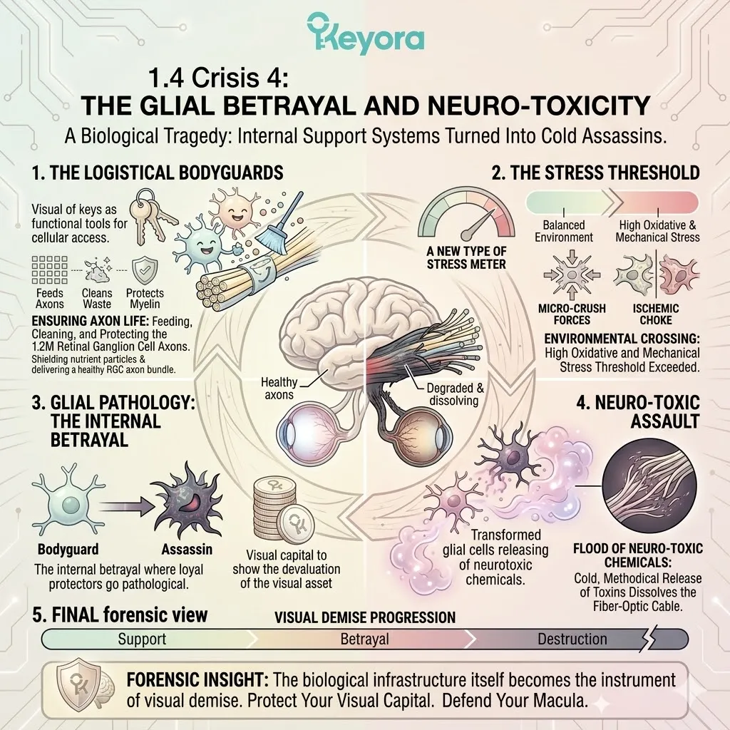 Glial betrayal triggers a Neuro-Endocrine Storm, where reactive astrocytes halt ATP Synthesis and dismantle the Four-Drive System, destroying Neurological Sovereignty. Glial betrayal triggers a Neuro-Endocrine Storm, where reactive astrocytes halt ATP Synthesis and dismantle the Four-Drive System, destroying Neurological Sovereignty.