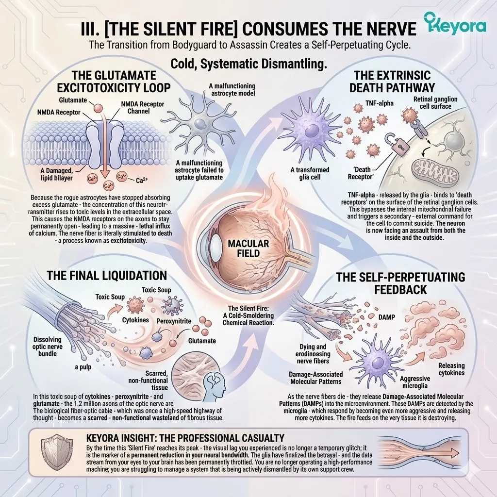 Glutamate excitotoxicity and the Silent Fire halt ATP Synthesis, triggering an extrinsic death pathway that liquidates the Four-Drive System and sovereignty. Glutamate excitotoxicity and the Silent Fire halt ATP Synthesis, triggering an extrinsic death pathway that liquidates the Four-Drive System and sovereignty.
