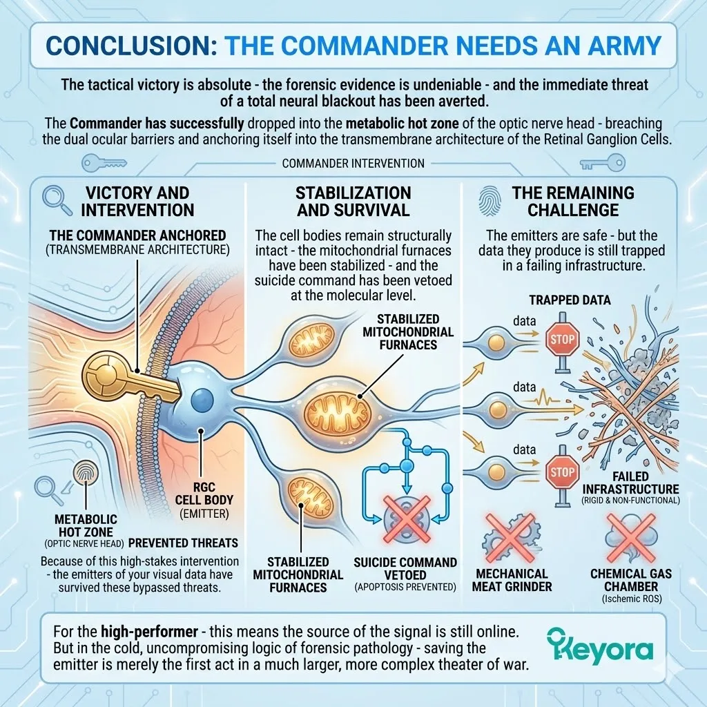 The Commander anchors into RGC transmembrane architecture to stabilize ATP synthesis and veto the neuro-endocrine storm, securing the visual signal source. The Commander anchors into RGC transmembrane architecture to stabilize ATP synthesis and veto the neuro-endocrine storm, securing the visual signal source.