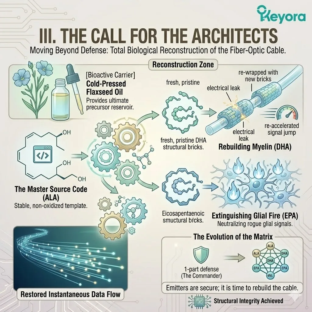 The Bioactive Carrier deploys ALA source code to synthesize DHA structural bricks and EPA artillery, neutralizing the glial fire for axonal coronation. The Bioactive Carrier deploys ALA source code to synthesize DHA structural bricks and EPA artillery, neutralizing the glial fire for axonal coronation.