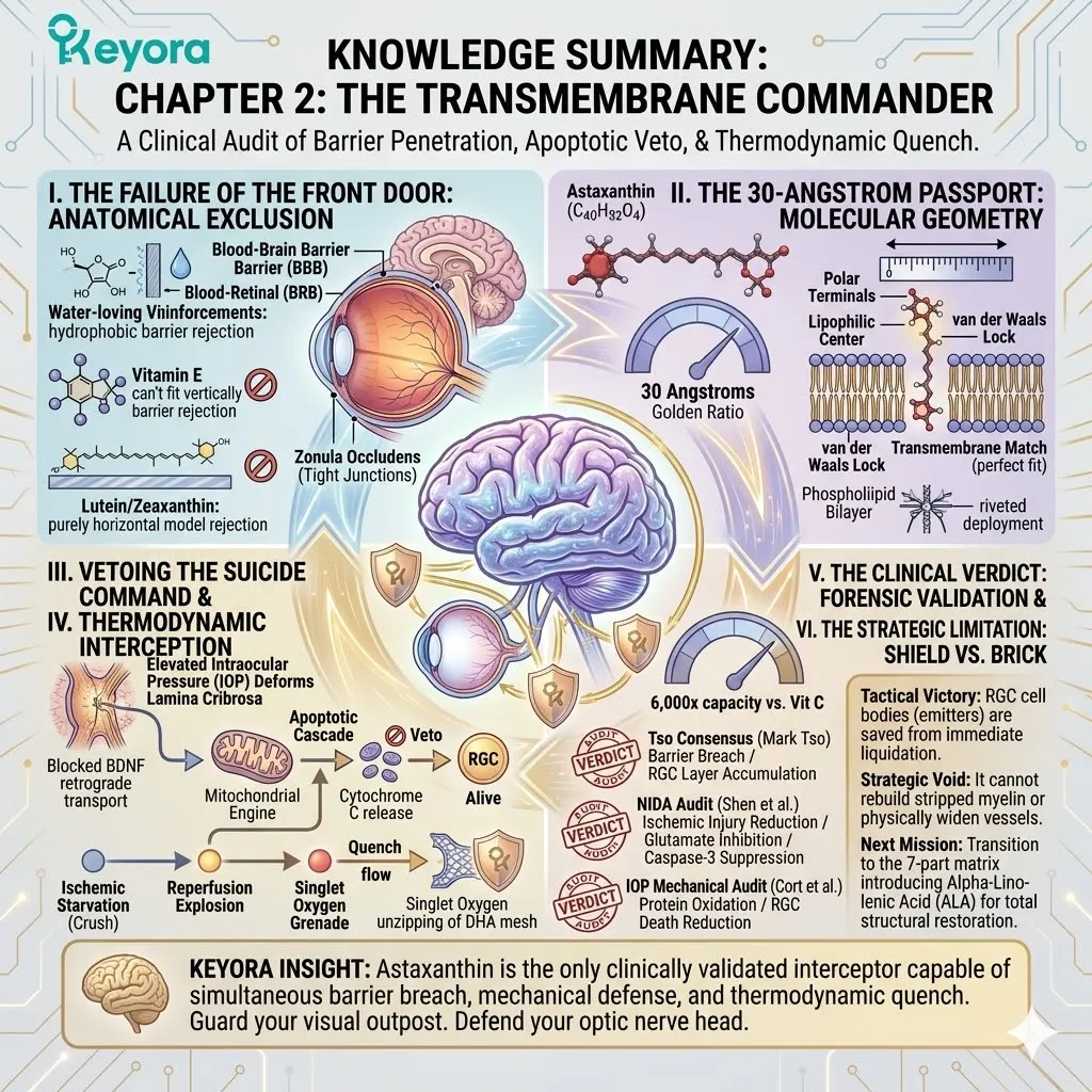 The 30-Angstrom Commander executes 6,000x physical quenching and Caspase-3 inhibition to secure RGC neurological sovereignty against the ischemic neuro-endocrine storm. The 30-Angstrom Commander executes 6,000x physical quenching and Caspase-3 inhibition to secure RGC neurological sovereignty against the ischemic neuro-endocrine storm.