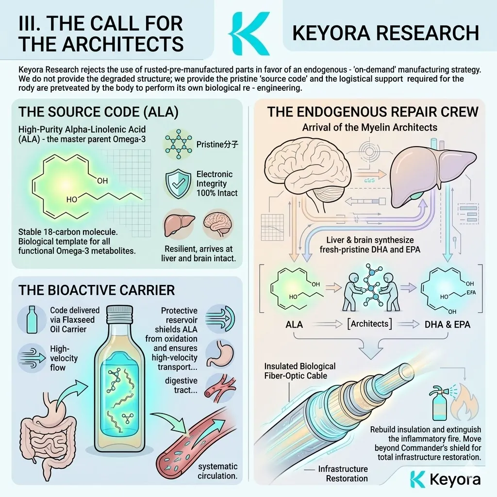 Keyora ALA source code fuels endogenous repair and ATP synthesis, optimizing the Four-Drive System to rebuild the optic nerve’s myelin architecture. Keyora ALA source code fuels endogenous repair and ATP synthesis, optimizing the Four-Drive System to rebuild the optic nerve’s myelin architecture.