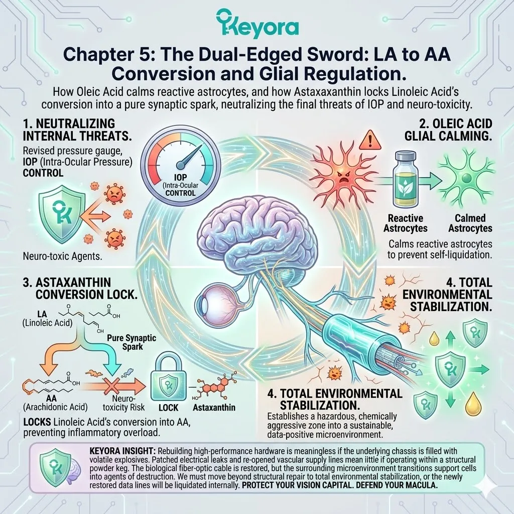 Mechanism of Oleic Acid and Astaxanthin stabilizing glial regulation to prevent a Neuro-Endocrine Storm and ensure pure synaptic spark ATP Synthesis. Mechanism of Oleic Acid and Astaxanthin stabilizing glial regulation to prevent a Neuro-Endocrine Storm and ensure pure synaptic spark ATP Synthesis.