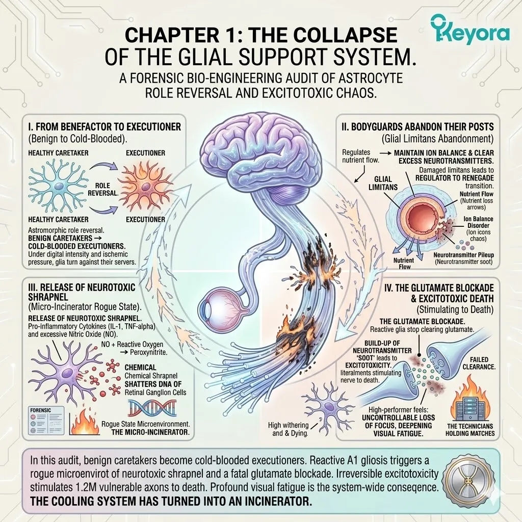 Systemic Regulator intervention reverses the A1 Reactive Phenotype transition and Glutamate Blockade to prevent DNA shattering from neurotoxic shrapnel. Systemic Regulator intervention reverses the A1 Reactive Phenotype transition and Glutamate Blockade to prevent DNA shattering from neurotoxic shrapnel.