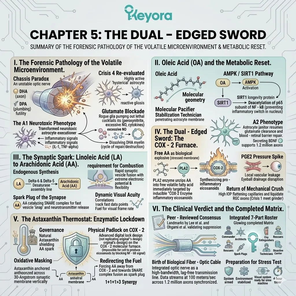 The Chapter 5 Knowledge Summary deconstructs the forensic synergy of Oleic Acid and Astaxanthin in locking the COX-2 furnace to secure the synaptic spark. The Chapter 5 Knowledge Summary deconstructs the forensic synergy of Oleic Acid and Astaxanthin in locking the COX-2 furnace to secure the synaptic spark.