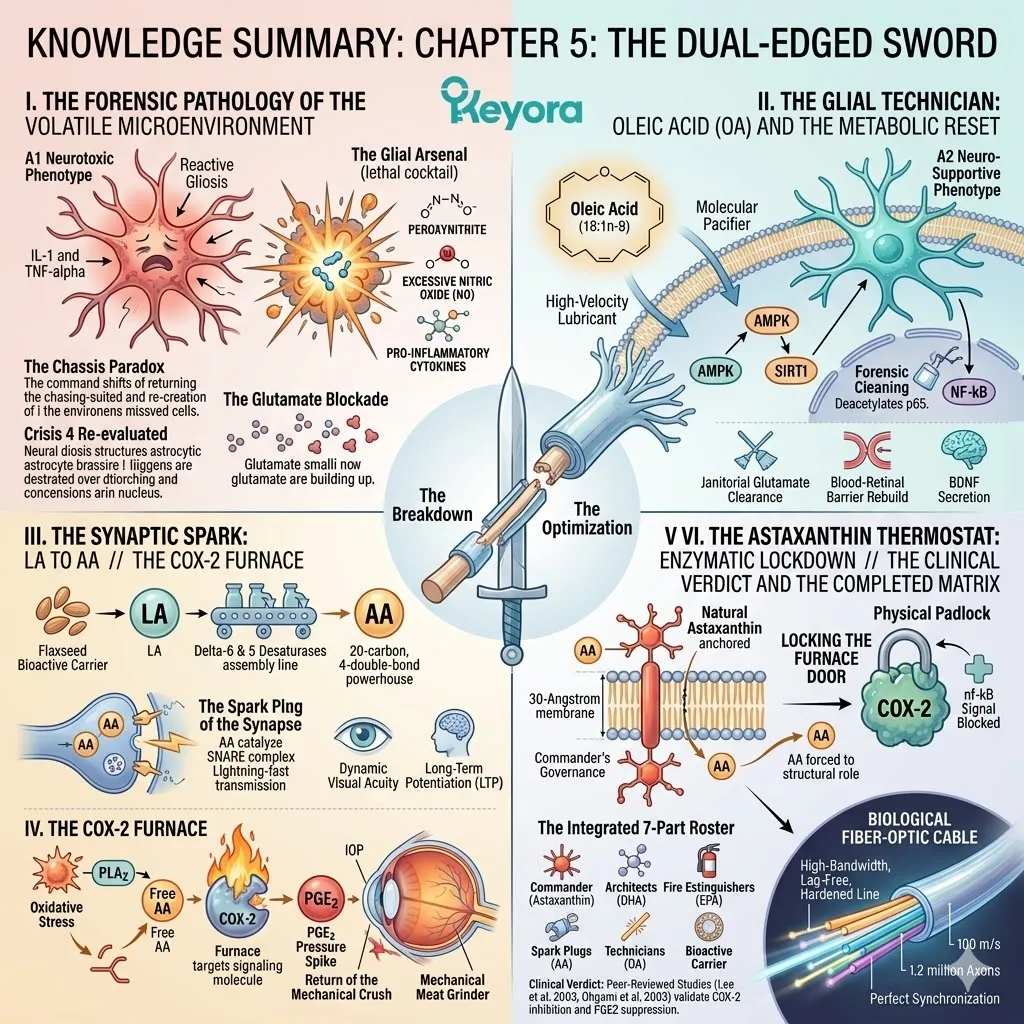 The Chapter 5 Knowledge Summary deconstructs the forensic synergy of Oleic Acid and Astaxanthin in locking the COX-2 furnace to secure the synaptic spark. The Chapter 5 Knowledge Summary deconstructs the forensic synergy of Oleic Acid and Astaxanthin in locking the COX-2 furnace to secure the synaptic spark.