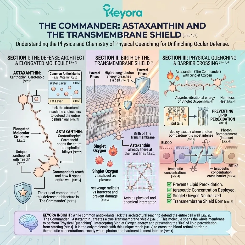 The Transmembrane Shield utilizes Natural Astaxanthin to span the phospholipid bilayer, ensuring Physical Quenching and Four-Drive System stability. The Transmembrane Shield utilizes Natural Astaxanthin to span the phospholipid bilayer, ensuring Physical Quenching and Four-Drive System stability.