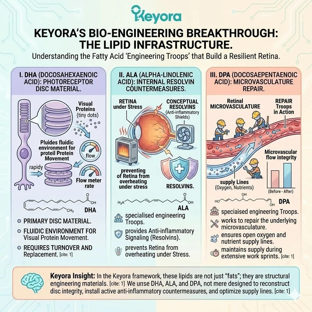 Lipid Engineering Troops utilize DHA and DPA to reinforce photoreceptor discs, ensuring fluidic Four-Drive System turnover and systemic supply line repair. Lipid Engineering Troops utilize DHA and DPA to reinforce photoreceptor discs, ensuring fluidic Four-Drive System turnover and systemic supply line repair.