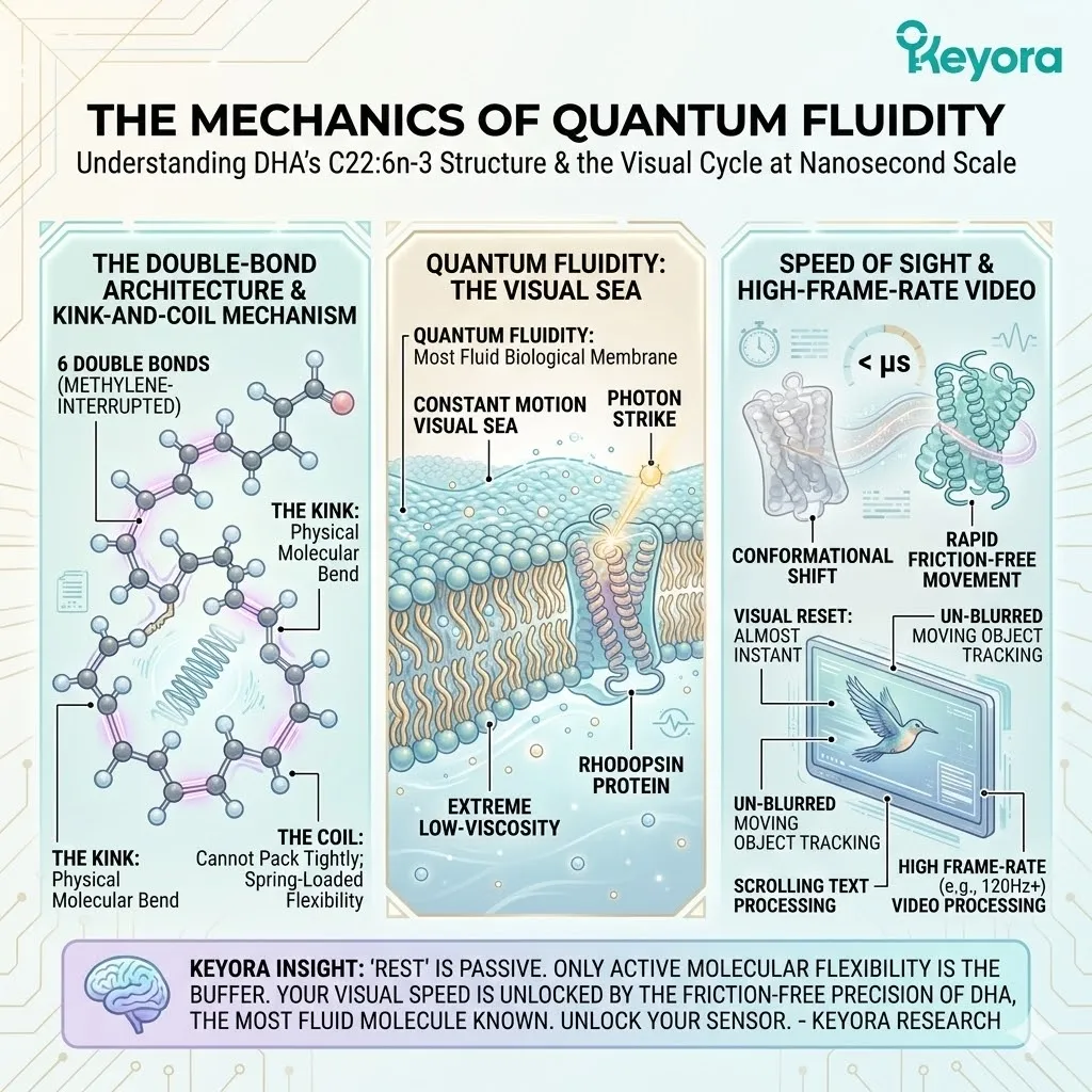 Quantum Fluidity within the C22:6n-3 Double-Bond Architecture enables Rhodopsin activation, preventing molecular friction within the Four-Drive System. Quantum Fluidity within the C22:6n-3 Double-Bond Architecture enables Rhodopsin activation, preventing molecular friction within the Four-Drive System.