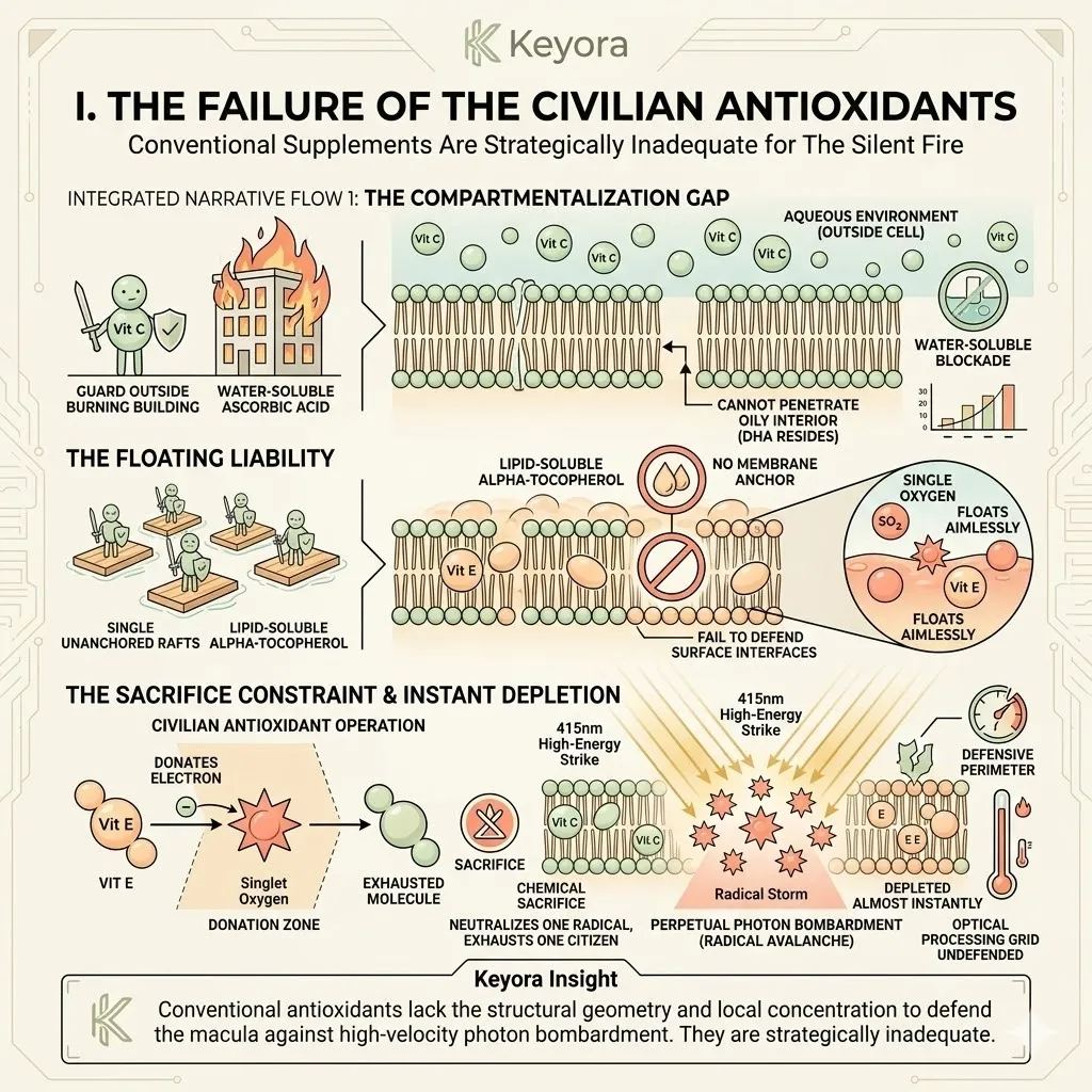 Mechanism of civilian antioxidants fails at the Compartmentalization Gap, leaving the Optical Processing Grid vulnerable to the Perpetual Photon Bombardment. Mechanism of civilian antioxidants fails at the Compartmentalization Gap, leaving the Optical Processing Grid vulnerable to the Perpetual Photon Bombardment.