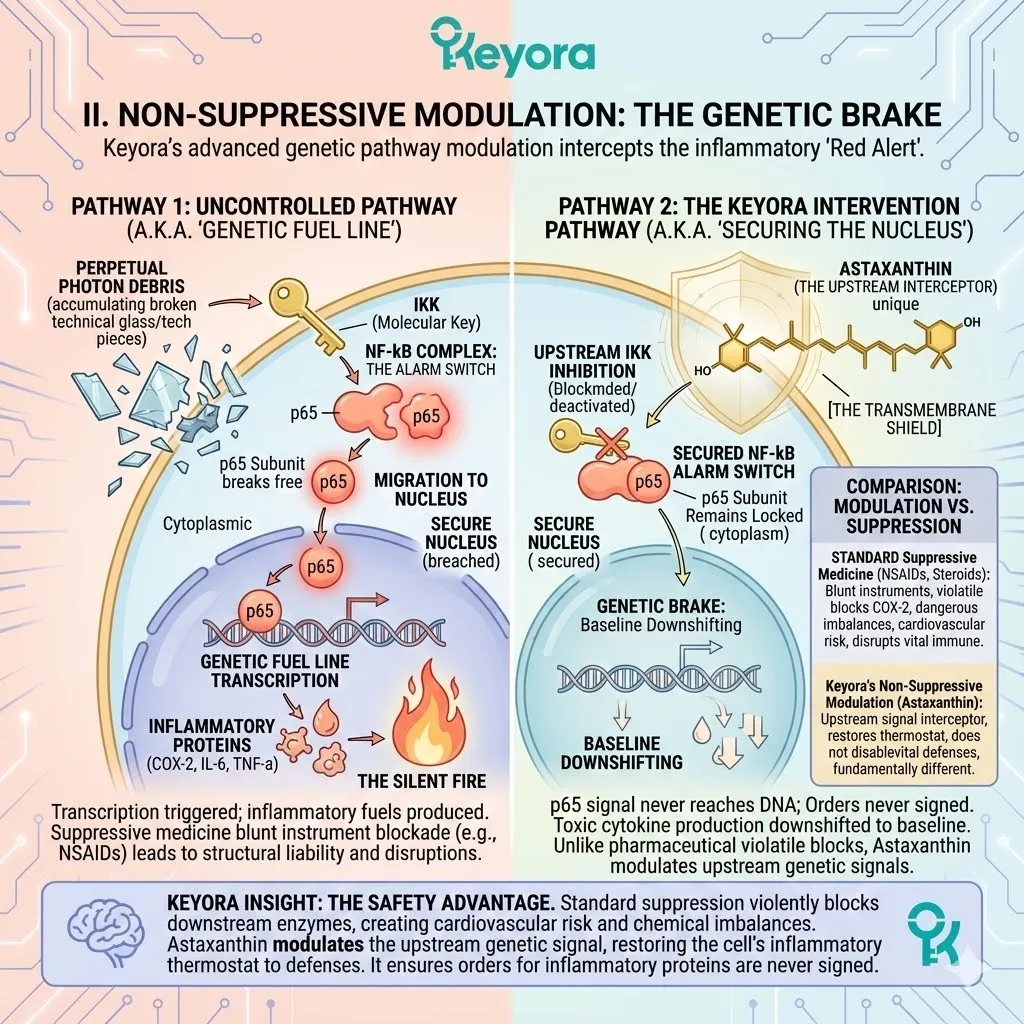 Mechanism of Non-Suppressive Modulation inhibits IKK kinase to lock the p65 subunit, preventing the genetic fuel line from unzipping the Optical Processing Grid. Mechanism of Non-Suppressive Modulation inhibits IKK kinase to lock the p65 subunit, preventing the genetic fuel line from unzipping the Optical Processing Grid.