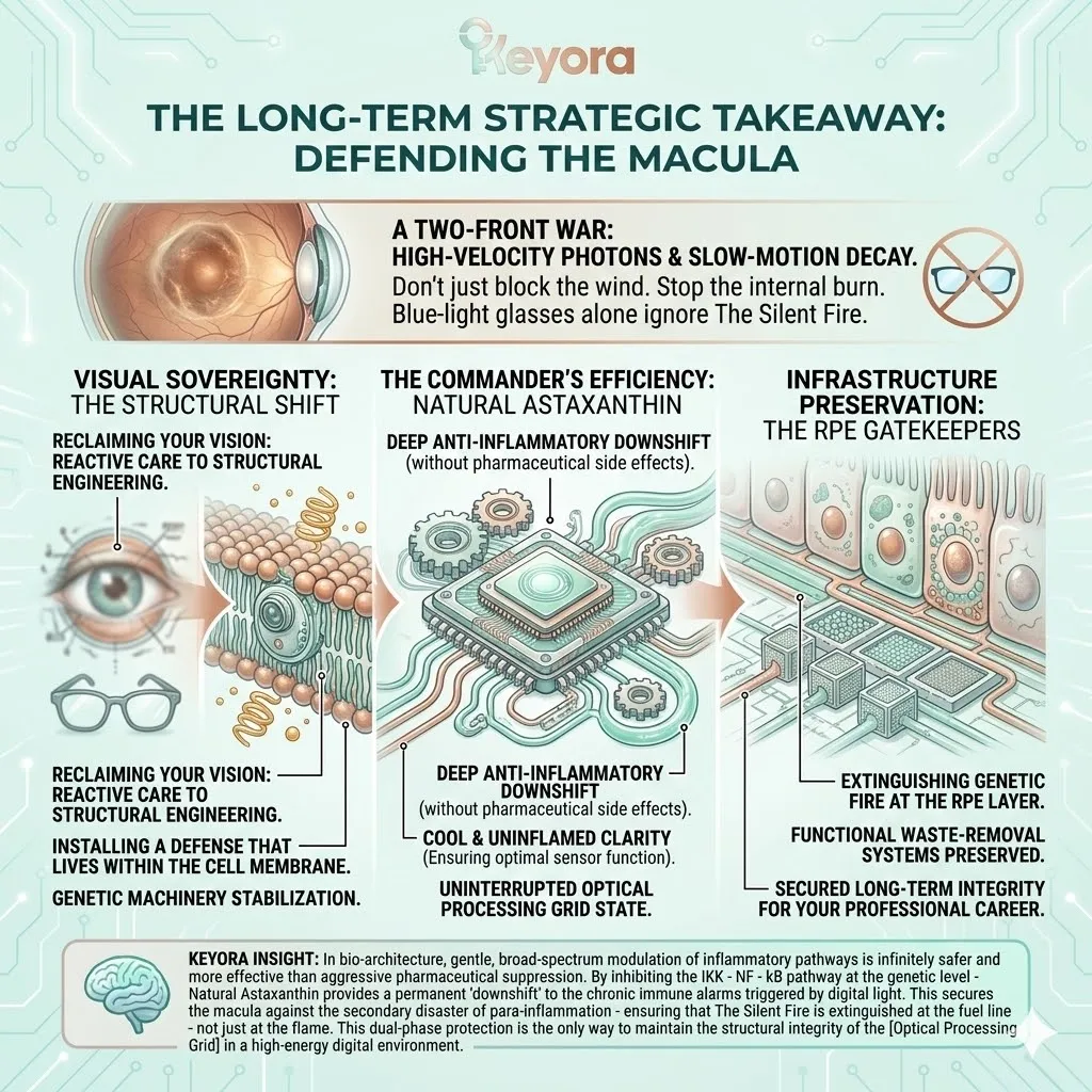 Mechanism of Infrastructure Preservation utilizes a genetic downshift of the IKK-NF-kB pathway to maintain RPE Gatekeeper functionality and systemic structural integrity. Mechanism of Infrastructure Preservation utilizes a genetic downshift of the IKK-NF-kB pathway to maintain RPE Gatekeeper functionality and systemic structural integrity.