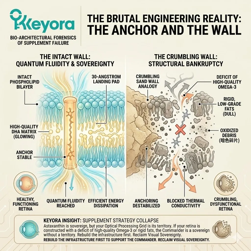 Mechanism of the Anchor and the Wall requires an intact phospholipid bilayer to support the 30-Angstrom frame against the structural bankruptcy of low-grade lipids. Mechanism of the Anchor and the Wall requires an intact phospholipid bilayer to support the 30-Angstrom frame against the structural bankruptcy of low-grade lipids.