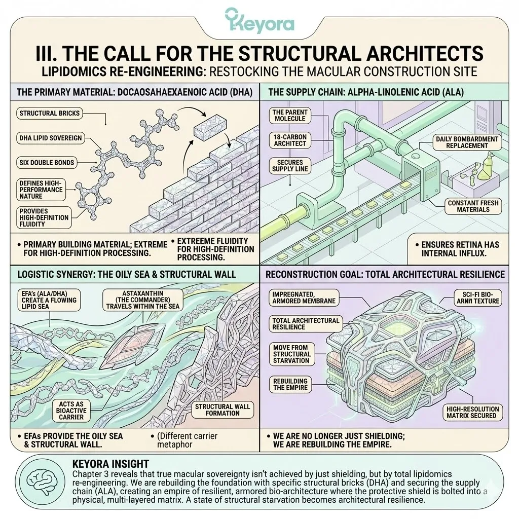 Lipidomics Re-engineering utilizes DHA and ALA as the structural architects to secure the supply chain for ATP Synthesis and systemic regulation. Lipidomics Re-engineering utilizes DHA and ALA as the structural architects to secure the supply chain for ATP Synthesis and systemic regulation.