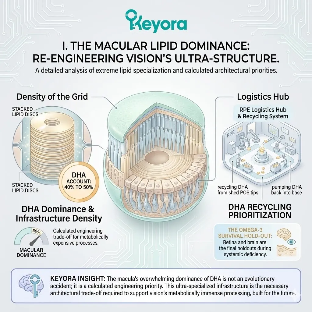 Photoreceptor Outer Segments utilize DHA as the fundamental infrastructure to maintain the Four-Drive System and achieve systemic regulation. Photoreceptor Outer Segments utilize DHA as the fundamental infrastructure to maintain the Four-Drive System and achieve systemic regulation.