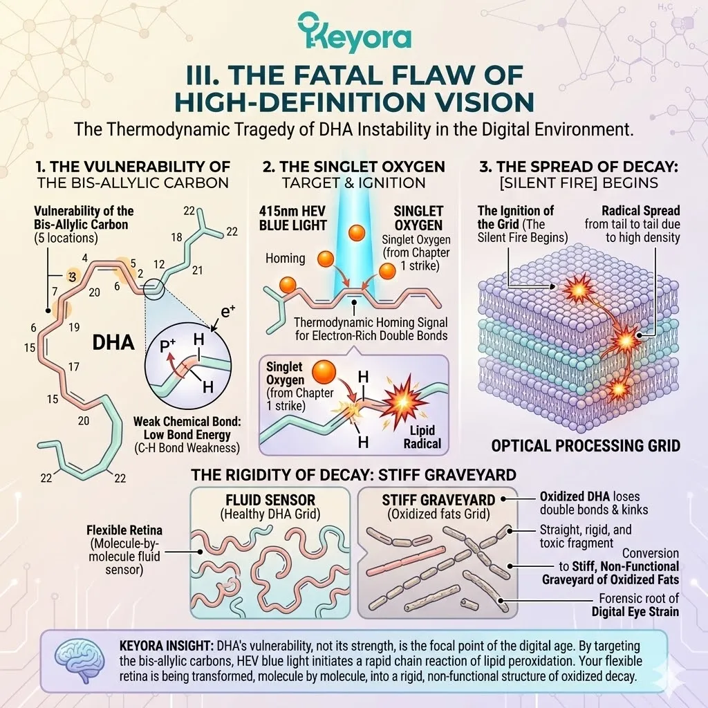 Systemic Regulator failure occurs when Singlet Oxygen targets bis-allylic carbons, inducing a Silent Fire that compromises ATP Synthesis and fluidity. Systemic Regulator failure occurs when Singlet Oxygen targets bis-allylic carbons, inducing a Silent Fire that compromises ATP Synthesis and fluidity.