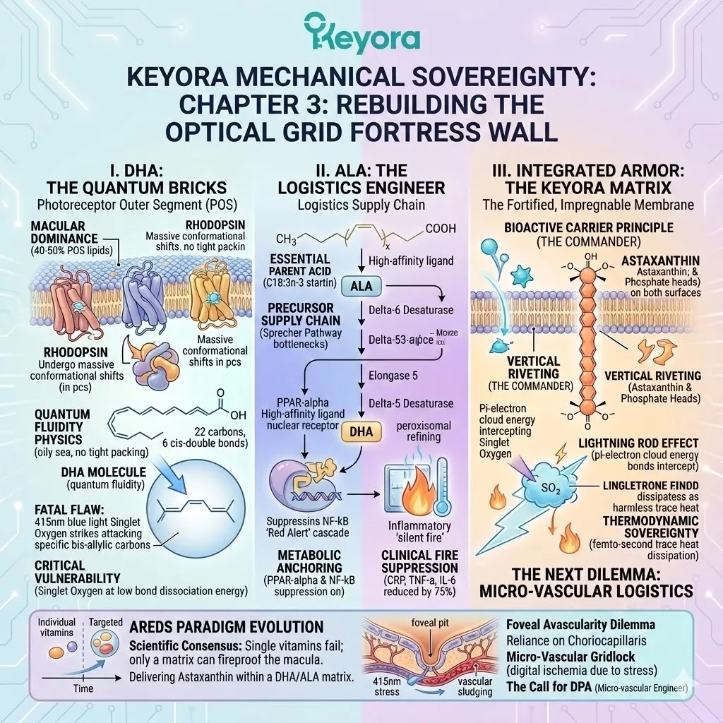 Lipidomics Re-engineering integrates the 30-Angstrom Systemic Regulator with DHA and ALA to maintain ATP Synthesis and Neurological Sovereignty. Lipidomics Re-engineering integrates the 30-Angstrom Systemic Regulator with DHA and ALA to maintain ATP Synthesis and Neurological Sovereignty.