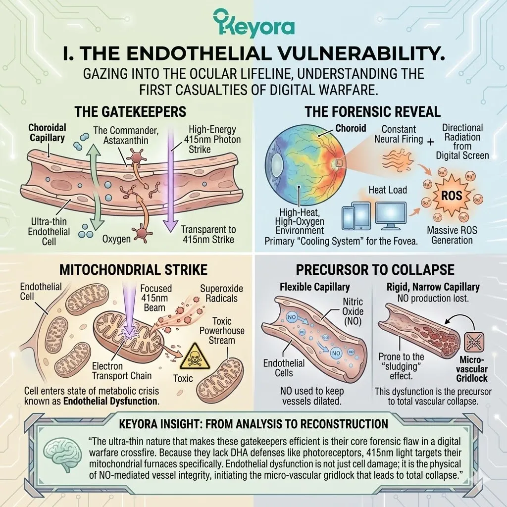 Endothelial Dysfunction disrupts Nitric Oxide production and the Four-Drive System, triggering Micro-vascular Gridlock and Total Vascular Collapse. Endothelial Dysfunction disrupts Nitric Oxide production and the Four-Drive System, triggering Micro-vascular Gridlock and Total Vascular Collapse.