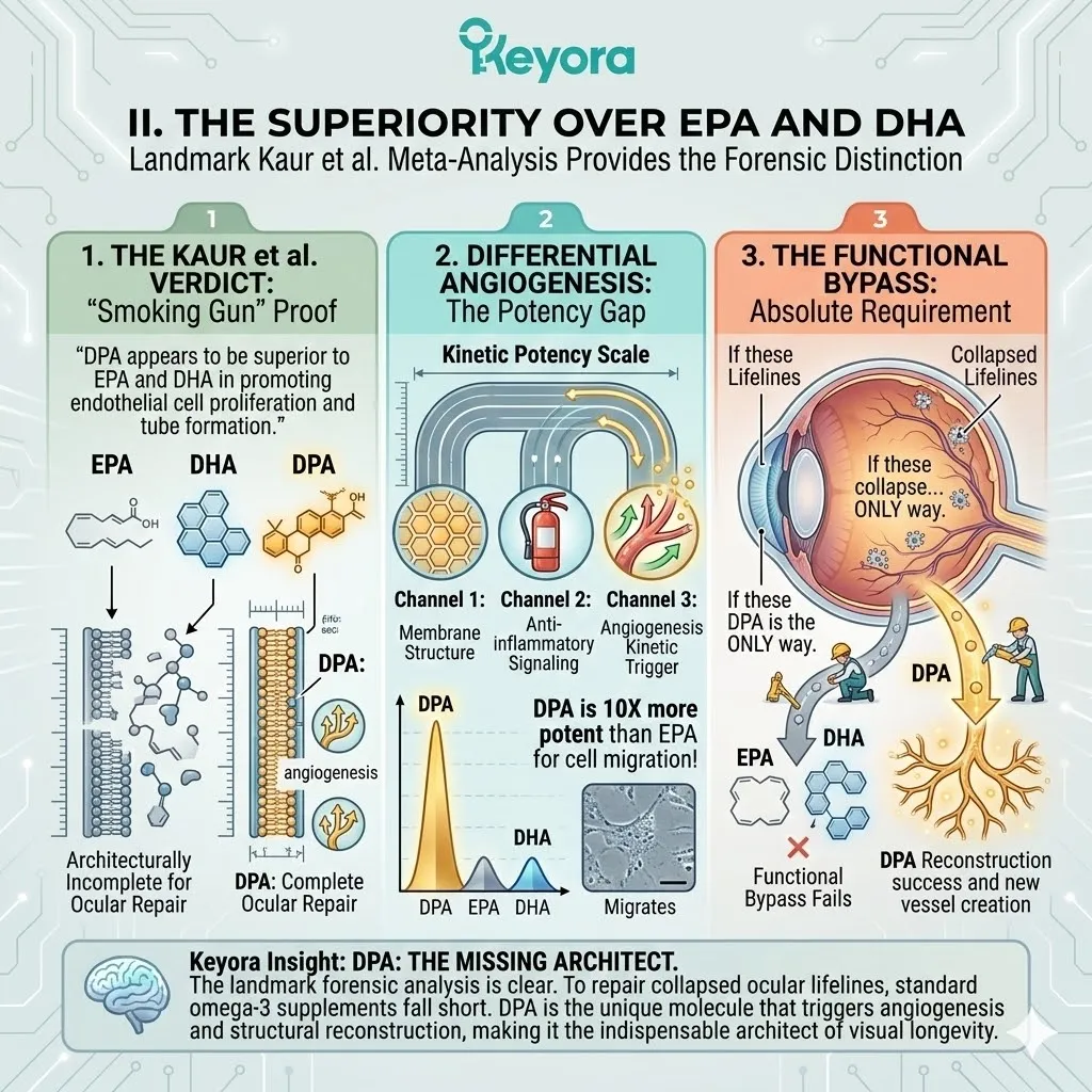 DPA provides the Superiority over EPA and DHA by providing the Kinetic Trigger for Angiogenesis and Endothelial Proliferation within the Four-Drive System. DPA provides the Superiority over EPA and DHA by providing the Kinetic Trigger for Angiogenesis and Endothelial Proliferation within the Four-Drive System.