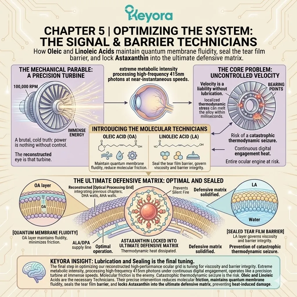 Oleic and Linoleic Acids achieve quantum membrane fluidity to seal the tear film barrier, locking Astaxanthin into a defensive matrix for total Neurological Sovereignty. Oleic and Linoleic Acids achieve quantum membrane fluidity to seal the tear film barrier, locking Astaxanthin into a defensive matrix for total Neurological Sovereignty.
