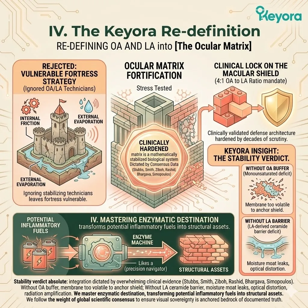 The Keyora Forensic Protocol integrates Oleic Acid and Linoleic Acid as an architectural necessity, anchoring the Macular Shield through a mathematically stabilized 4:1 ratio to secure Neurological Sovereignty. The Keyora Forensic Protocol integrates Oleic Acid and Linoleic Acid as an architectural necessity, anchoring the Macular Shield through a mathematically stabilized 4:1 ratio to secure Neurological Sovereignty.