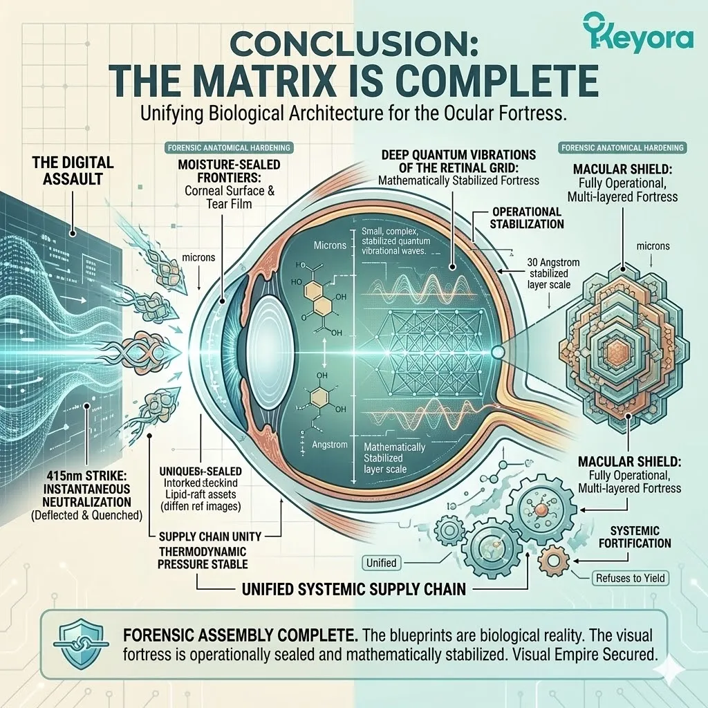 The Ocular Matrix integrates the Astaxanthin Commander, DHA grid, and LA-derived ceramide moat into a unified defense architecture to secure absolute Neurological Sovereignty. The Ocular Matrix integrates the Astaxanthin Commander, DHA grid, and LA-derived ceramide moat into a unified defense architecture to secure absolute Neurological Sovereignty.
