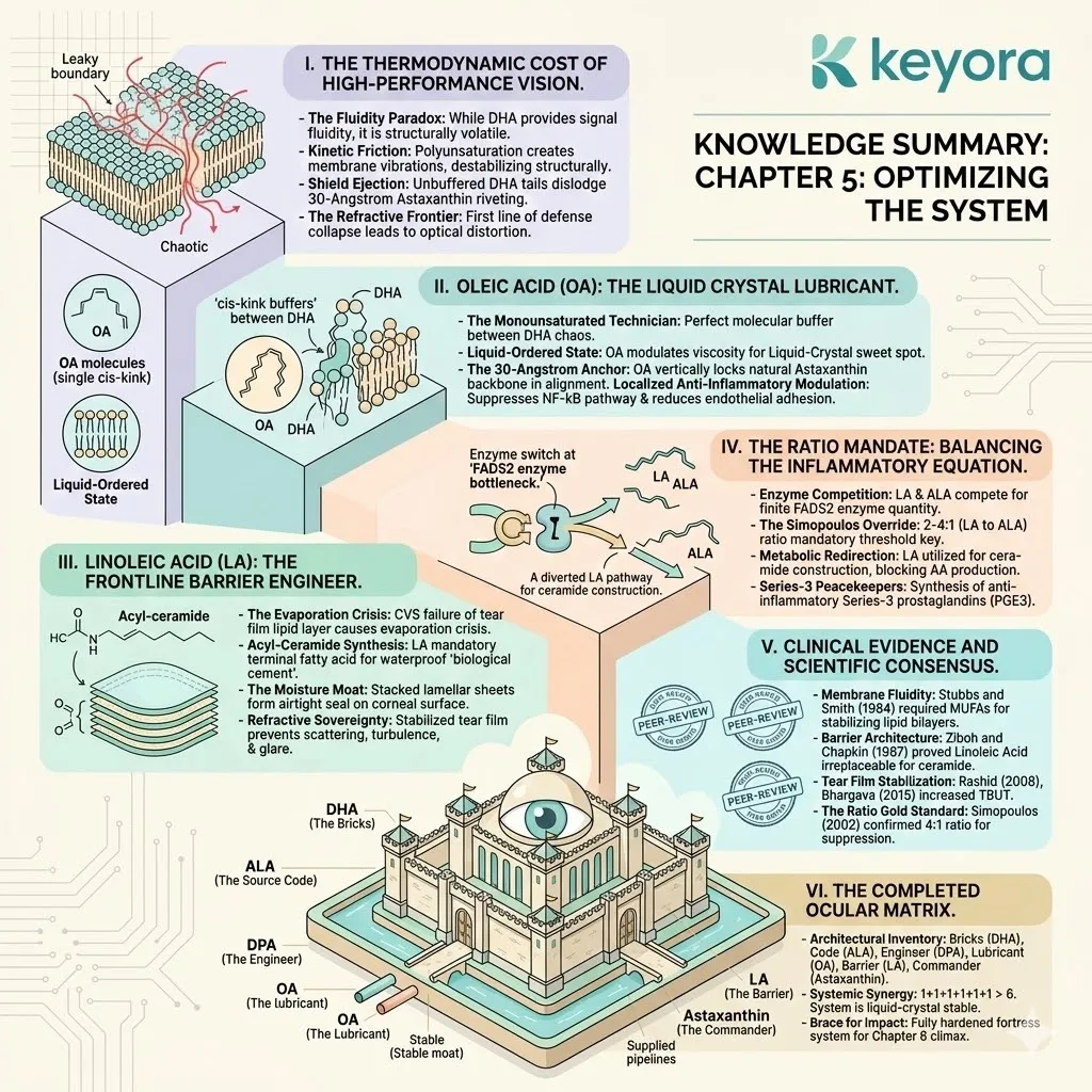 The Ocular Matrix integrates the Astaxanthin Commander, DHA grid, and LA-derived ceramide moat into a unified defense architecture to secure absolute Neurological Sovereignty. The Ocular Matrix integrates the Astaxanthin Commander, DHA grid, and LA-derived ceramide moat into a unified defense architecture to secure absolute Neurological Sovereignty.