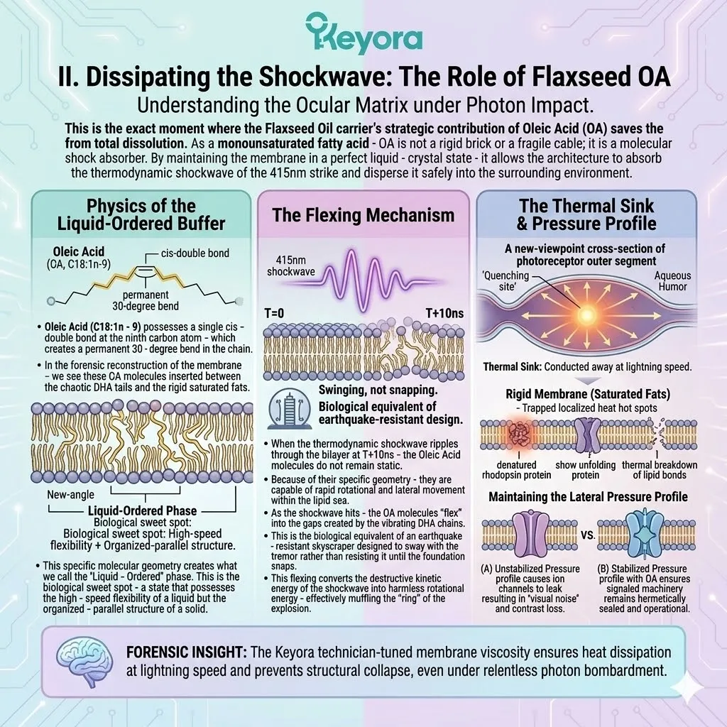 Keyora liquid-ordered buffer utilizes Oleic Acid to maintain the lateral pressure profile and act as a thermal sink against the 415nm shockwave. Keyora liquid-ordered buffer utilizes Oleic Acid to maintain the lateral pressure profile and act as a thermal sink against the 415nm shockwave.
