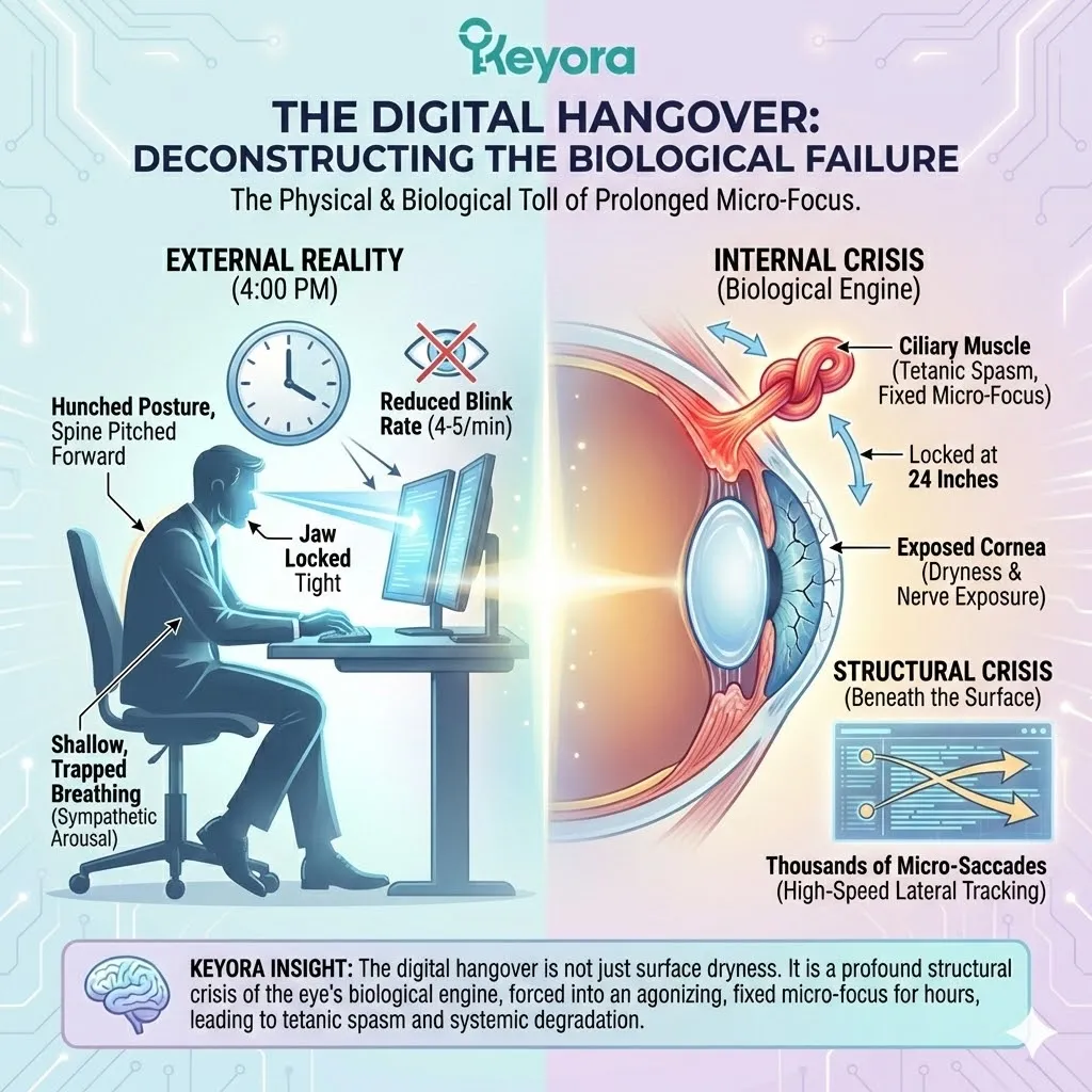 Cervical spine misalignment and down-regulated blink reflexes during intense micro-focus trigger a neuro-endocrine storm and ATP synthesis failure. Cervical spine misalignment and down-regulated blink reflexes during intense micro-focus trigger a neuro-endocrine storm and ATP synthesis failure.