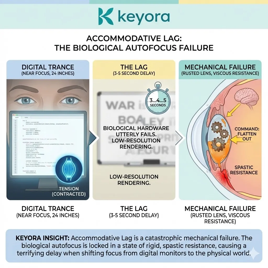 Accommodative lag and ciliary muscle spasticity disrupt the Four-Drive System, causing a mechanical failure of the biological autofocus and ATP synthesis. Accommodative lag and ciliary muscle spasticity disrupt the Four-Drive System, causing a mechanical failure of the biological autofocus and ATP synthesis.