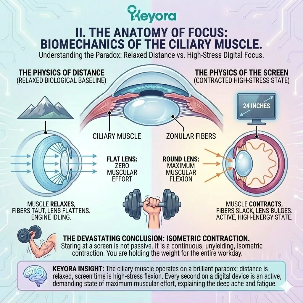 Ciliary muscle isometric contraction and zonular fiber slackening during digital micro-focus disrupt the Four-Drive System and exhaust ATP synthesis. Ciliary muscle isometric contraction and zonular fiber slackening during digital micro-focus disrupt the Four-Drive System and exhaust ATP synthesis.