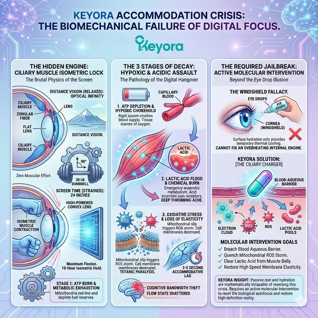 Systemic regulator intervention breaches the Blood-Aqueous Barrier to neutralize lactic acid pools and restore high-speed elasticity to the seizing ciliary engine. Systemic regulator intervention breaches the Blood-Aqueous Barrier to neutralize lactic acid pools and restore high-speed elasticity to the seizing ciliary engine.