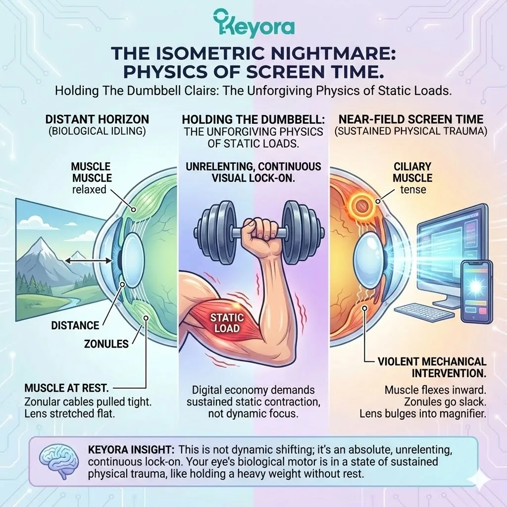 Unrelenting visual lock-on forces the Ciliary Engine into a sustained isometric contraction, creating a catastrophic static load on the motor. Unrelenting visual lock-on forces the Ciliary Engine into a sustained isometric contraction, creating a catastrophic static load on the motor.