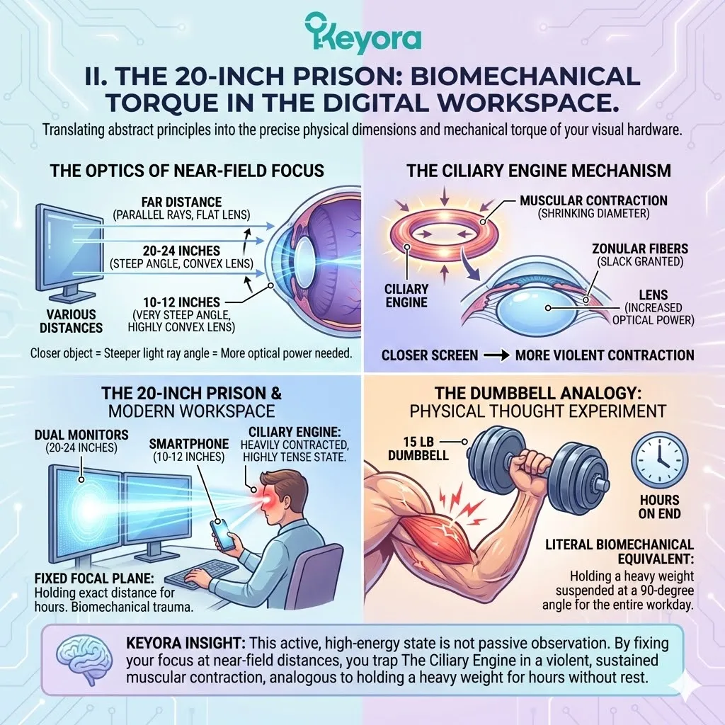 The 20-Inch Prison forces The Ciliary Engine into a violent mechanical torque, maintaining a high-energy contraction to process diverging near-field light. The 20-Inch Prison forces The Ciliary Engine into a violent mechanical torque, maintaining a high-energy contraction to process diverging near-field light.