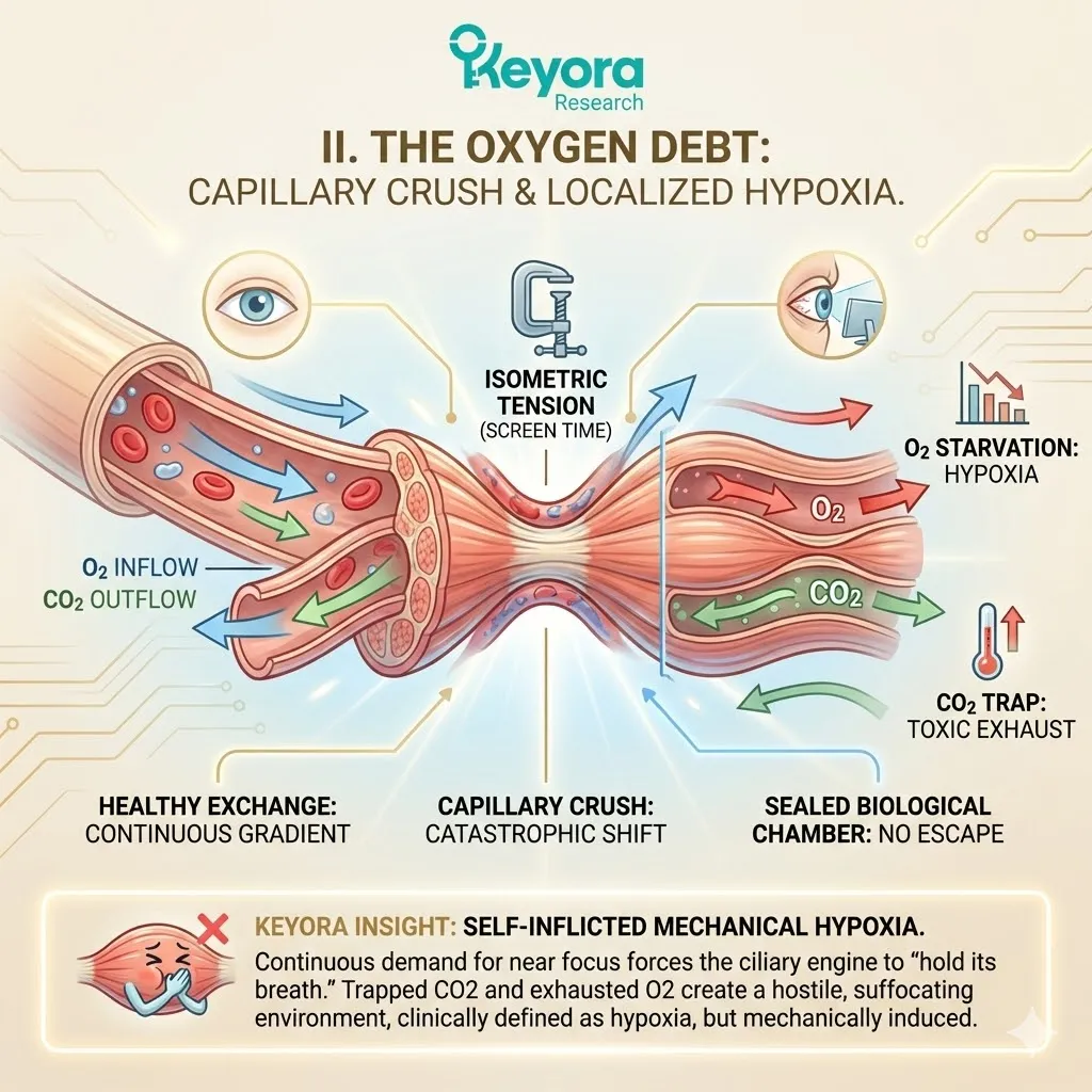 Mitochondrial ATP synthesis failure during mechanical hypoxia triggers a systemic regulator collapse as localized oxygen debt fuels the neuro-endocrine storm. Mitochondrial ATP synthesis failure during mechanical hypoxia triggers a systemic regulator collapse as localized oxygen debt fuels the neuro-endocrine storm.
