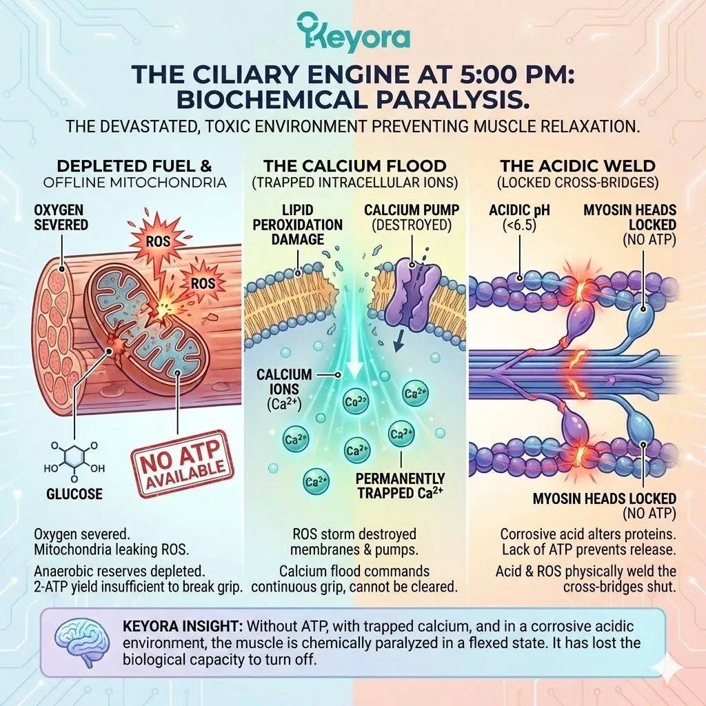 Actin-myosin cross-bridge welding during ATP synthesis failure triggers a systemic regulator collapse as the Four-Drive System enters permanent ciliary spasm. Actin-myosin cross-bridge welding during ATP synthesis failure triggers a systemic regulator collapse as the Four-Drive System enters permanent ciliary spasm.