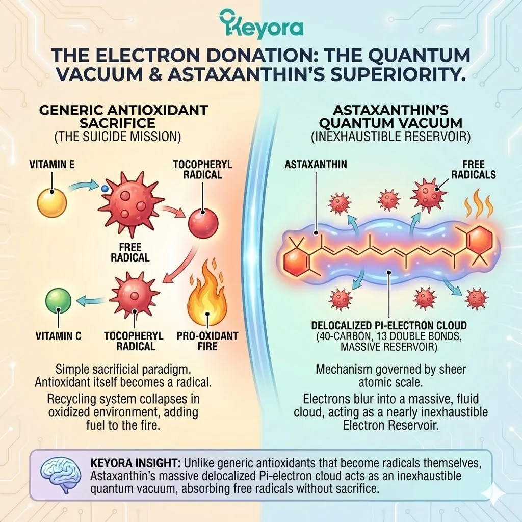 The delocalized Pi-electron cloud and forty-carbon polyene chain create an electron reservoir to neutralize the neuro-endocrine storm within the synapse. The delocalized Pi-electron cloud and forty-carbon polyene chain create an electron reservoir to neutralize the neuro-endocrine storm within the synapse.