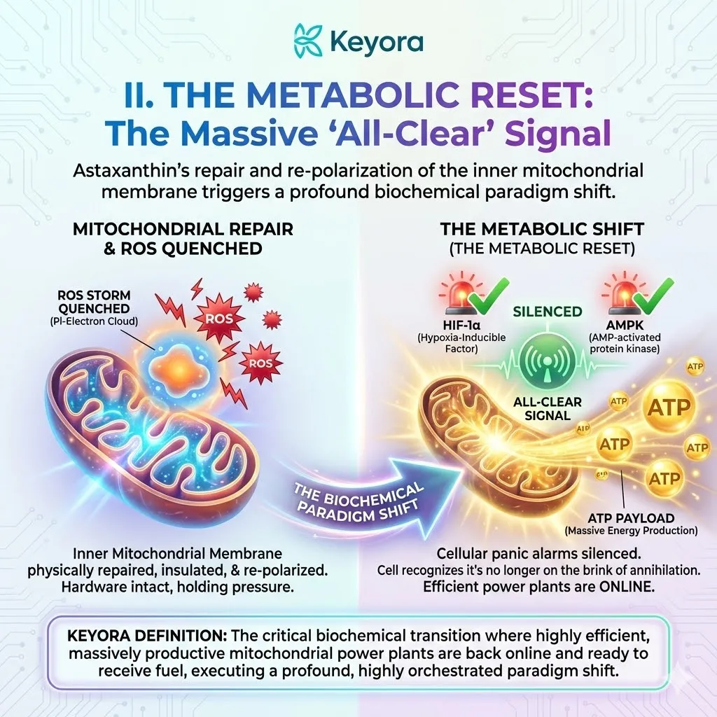 The systemic regulator stabilizes the mitochondrial membrane potential and silences the hypoxia-inducible factor signal to trigger the metabolic reset. The systemic regulator stabilizes the mitochondrial membrane potential and silences the hypoxia-inducible factor signal to trigger the metabolic reset.