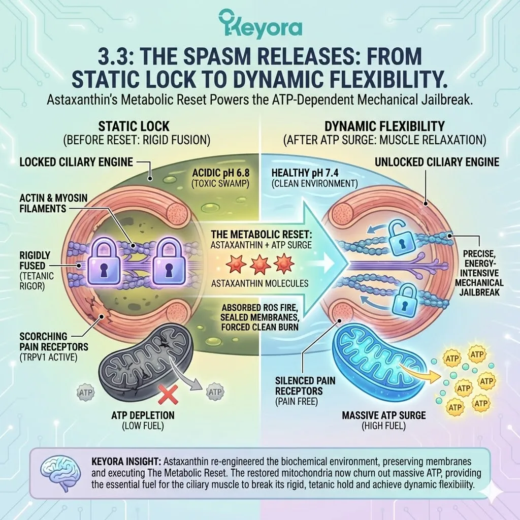 Systemic regulators utilize high-density ATP synthesis to dissolve actin-myosin cross-bridges and execute a mechanical jailbreak of the ciliary engine. Systemic regulators utilize high-density ATP synthesis to dissolve actin-myosin cross-bridges and execute a mechanical jailbreak of the ciliary engine.