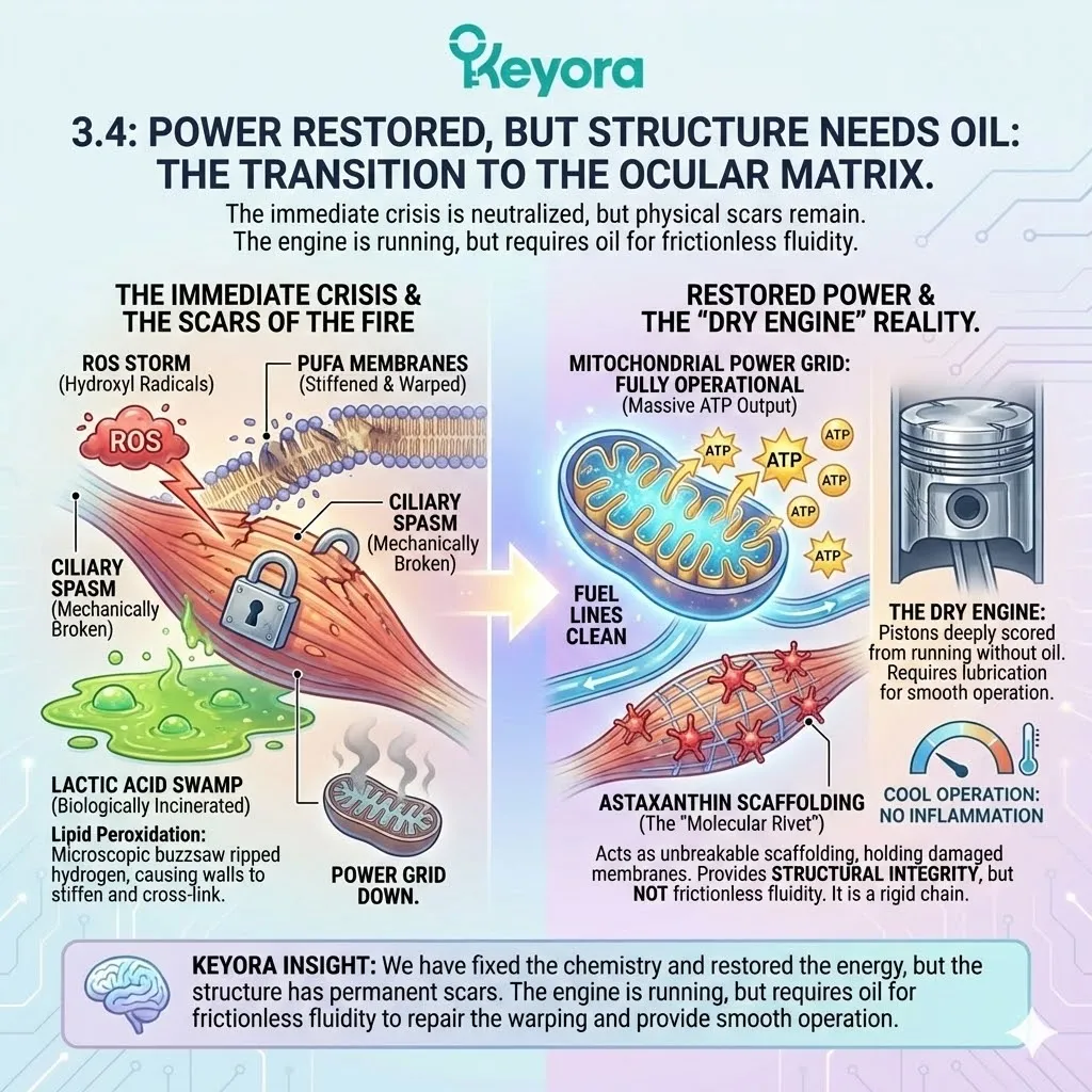 The Ciliary Charger utilizes amphipathic molecular geometry to breach the blood-aqueous barrier and execute the metabolic reset via mitochondrial inner membrane insulation. The Ciliary Charger utilizes amphipathic molecular geometry to breach the blood-aqueous barrier and execute the metabolic reset via mitochondrial inner membrane insulation.
