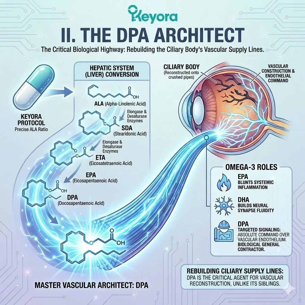 ALA for enzymatic conversion into DPA to execute absolute command over the vascular endothelium within the Bio-Mechanical Matrix. ALA for enzymatic conversion into DPA to execute absolute command over the vascular endothelium within the Bio-Mechanical Matrix.