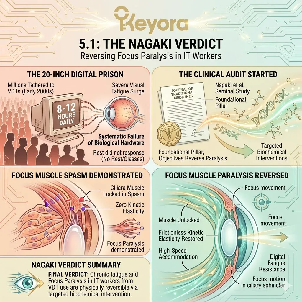 The Nagaki Verdict validates the Four-Drive System's capacity to reverse Focus Paralysis and VDT-induced isometric trauma through targeted biochemical intervention. The Nagaki Verdict validates the Four-Drive System's capacity to reverse Focus Paralysis and VDT-induced isometric trauma through targeted biochemical intervention.